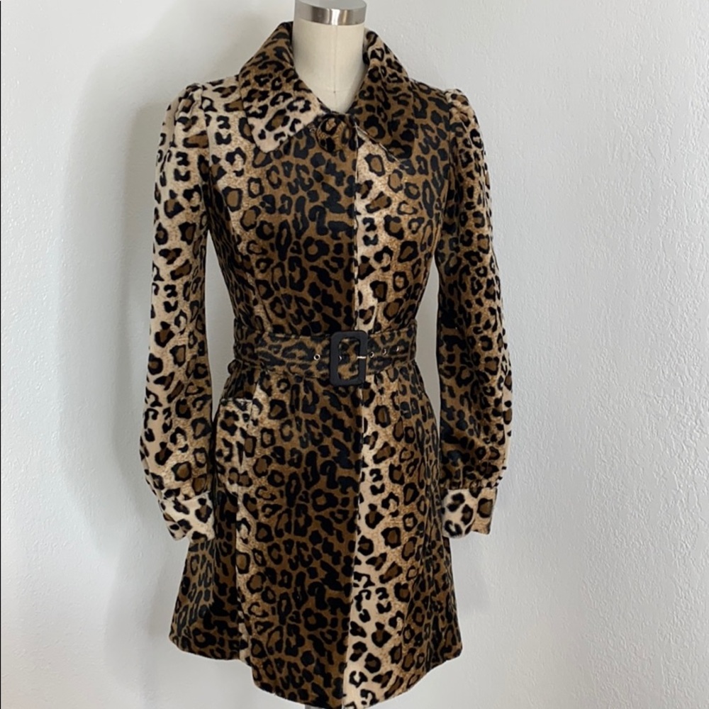 Vintage retro faux leopard hippie pin up jacket S